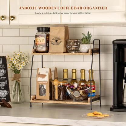 ANBOXIT Coffee Station Organizer for Countertop, Coffee Bar Accessories