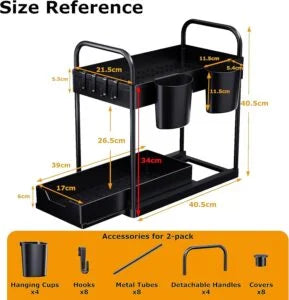 GEMWON Under Sink Storage Kitchen Organiser, 2 Tier Sliding Kitchen Storage